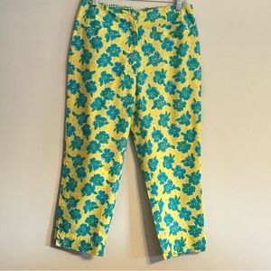 Lilly Pulitzer Vintage Blue and Yellow Floral Print Capri Pants